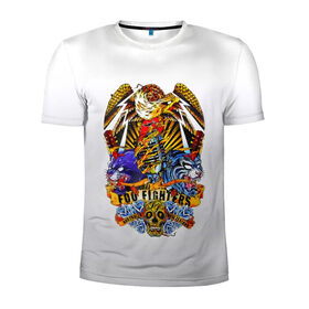 Мужская футболка 3D спортивная с принтом Foo Fighters, орел и тигры в Екатеринбурге, 100% полиэстер с улучшенными характеристиками | приталенный силуэт, круглая горловина, широкие плечи, сужается к линии бедра | 