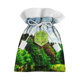 Подарочный 3D мешок с принтом Mountain Camping в Екатеринбурге, 100% полиэстер | Размер: 29*39 см | Тематика изображения на принте: mountain | возвышение | возвышенность | гора | горка | горы | лес | природа | склон | туман | холм