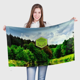 Флаг 3D с принтом Mountain Camping в Екатеринбурге, 100% полиэстер | плотность ткани — 95 г/м2, размер — 67 х 109 см. Принт наносится с одной стороны | mountain | возвышение | возвышенность | гора | горка | горы | лес | природа | склон | туман | холм