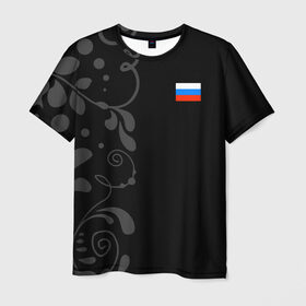 Мужская футболка 3D с принтом Russia - Black collection в Екатеринбурге, 100% полиэфир | прямой крой, круглый вырез горловины, длина до линии бедер | 0x000000123 | black collection | russia | россия