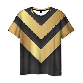 Мужская футболка 3D с принтом Golden arrows в Екатеринбурге, 100% полиэфир | прямой крой, круглый вырез горловины, длина до линии бедер | arrow | gold | golden | золотой | стрела | текстура