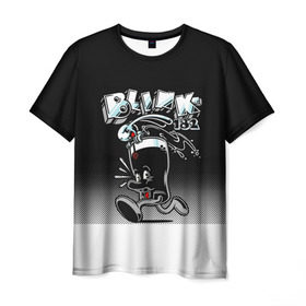 Мужская футболка 3D с принтом Заяц в стакане Blink-182 в Екатеринбурге, 100% полиэфир | прямой крой, круглый вырез горловины, длина до линии бедер | blink | альтернативный рок | блинк | группа | марк хоппус | музыка | мэтт скиба | надпись | панк | панк рок | песни | поп панк | рок | скейт панк | смайл | смайлик | трэвис баркер