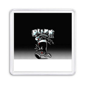 Магнит 55*55 с принтом Заяц в стакане Blink-182 в Екатеринбурге, Пластик | Размер: 65*65 мм; Размер печати: 55*55 мм | blink | альтернативный рок | блинк | группа | марк хоппус | музыка | мэтт скиба | надпись | панк | панк рок | песни | поп панк | рок | скейт панк | смайл | смайлик | трэвис баркер