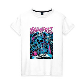 Женская футболка хлопок с принтом Заяц Blink-182 в Екатеринбурге, 100% хлопок | прямой крой, круглый вырез горловины, длина до линии бедер, слегка спущенное плечо | 