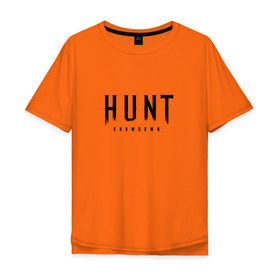 Мужская футболка хлопок Oversize с принтом Hunt: Showdown Black Logo в Екатеринбурге, 100% хлопок | свободный крой, круглый ворот, “спинка” длиннее передней части | Тематика изображения на принте: crytek | game | hunt | hunt: showdown | hunter | monsters | showdown | игра | крайтек | охота | столкновение