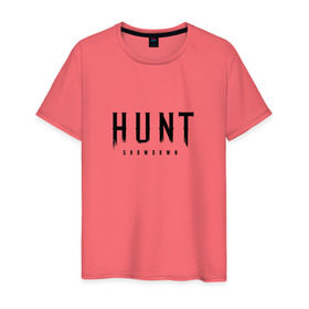 Мужская футболка хлопок с принтом Hunt: Showdown Black Logo в Екатеринбурге, 100% хлопок | прямой крой, круглый вырез горловины, длина до линии бедер, слегка спущенное плечо. | crytek | game | hunt | hunt: showdown | hunter | monsters | showdown | игра | крайтек | охота | столкновение