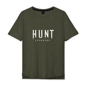 Мужская футболка хлопок Oversize с принтом Hunt: Showdown White Logo в Екатеринбурге, 100% хлопок | свободный крой, круглый ворот, “спинка” длиннее передней части | crytek | game | hunt | hunt: showdown | hunter | monsters | showdown | игра | крайтек | охота | столкновение