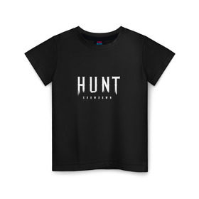 Детская футболка хлопок с принтом Hunt: Showdown White Logo в Екатеринбурге, 100% хлопок | круглый вырез горловины, полуприлегающий силуэт, длина до линии бедер | Тематика изображения на принте: crytek | game | hunt | hunt: showdown | hunter | monsters | showdown | игра | крайтек | охота | столкновение