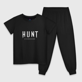Детская пижама хлопок с принтом Hunt: Showdown White Logo в Екатеринбурге, 100% хлопок |  брюки и футболка прямого кроя, без карманов, на брюках мягкая резинка на поясе и по низу штанин
 | crytek | game | hunt | hunt: showdown | hunter | monsters | showdown | игра | крайтек | охота | столкновение