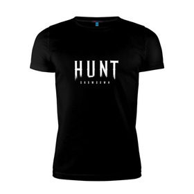 Мужская футболка премиум с принтом Hunt: Showdown White Logo в Екатеринбурге, 92% хлопок, 8% лайкра | приталенный силуэт, круглый вырез ворота, длина до линии бедра, короткий рукав | crytek | game | hunt | hunt: showdown | hunter | monsters | showdown | игра | крайтек | охота | столкновение
