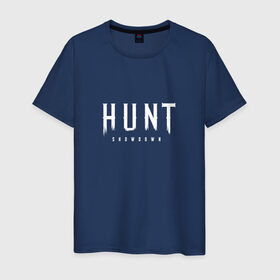 Мужская футболка хлопок с принтом Hunt: Showdown White Logo в Екатеринбурге, 100% хлопок | прямой крой, круглый вырез горловины, длина до линии бедер, слегка спущенное плечо. | crytek | game | hunt | hunt: showdown | hunter | monsters | showdown | игра | крайтек | охота | столкновение