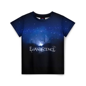 Детская футболка 3D с принтом Evanescence звездное небо в Екатеринбурге, 100% гипоаллергенный полиэфир | прямой крой, круглый вырез горловины, длина до линии бедер, чуть спущенное плечо, ткань немного тянется | evanescence | альтернативный | готик | группа | джен маджура | исчезновение | метал | ню | рок | синий | тим маккорд | трой маклоухорн | уилл хант | хард | эванесенс | эми ли