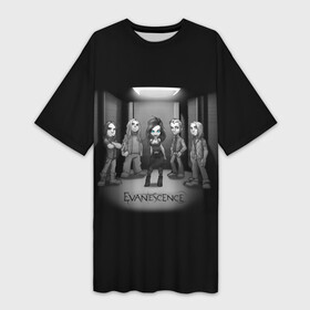 Платье-футболка 3D с принтом Группа Evanescence в Екатеринбурге,  |  | evanescence | альтернативный | готик | группа | джен маджура | исчезновение | метал | ню | рок | синий | тим маккорд | трой маклоухорн | уилл хант | хард | эванесенс | эми ли