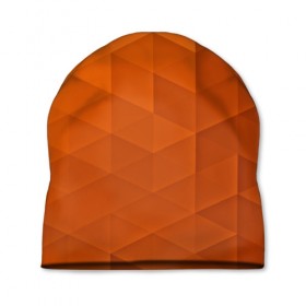 Шапка 3D с принтом Orange abstraction в Екатеринбурге, 100% полиэстер | универсальный размер, печать по всей поверхности изделия | abstraction | geometry | polygon | абстракция | геометрия | грань | краски | кубик | кубики | линии | мозаика | полигоны | ребро | текстура | узор