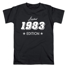 Мужская футболка хлопок с принтом limited edition 1983 в Екатеринбурге, 100% хлопок | прямой крой, круглый вырез горловины, длина до линии бедер, слегка спущенное плечо. | 1983 | день рождения | подарок | праздник