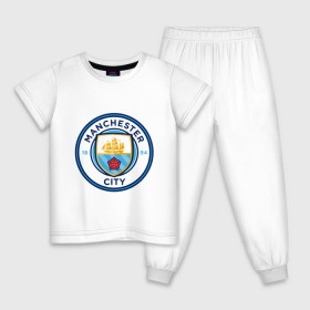 Детская пижама хлопок с принтом Manchester City в Екатеринбурге, 100% хлопок |  брюки и футболка прямого кроя, без карманов, на брюках мягкая резинка на поясе и по низу штанин
 | Тематика изображения на принте: citi | city | manchester | siti | англия | болельщик | горожане | гостевая | манчестер | сити | фанат | форма | футбольная
