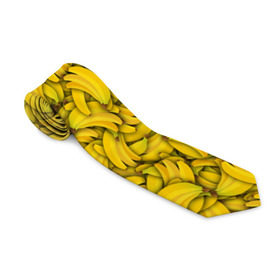 Галстук 3D с принтом Бананы в Екатеринбурге, 100% полиэстер | Длина 148 см; Плотность 150-180 г/м2 | Тематика изображения на принте: banana | vegan | банан | веган | желтый | паттерн | текстура | фрукт