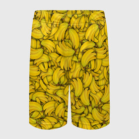 Детские спортивные шорты 3D с принтом Бананы в Екатеринбурге,  100% полиэстер
 | пояс оформлен широкой мягкой резинкой, ткань тянется
 | banana | vegan | банан | веган | желтый | паттерн | текстура | фрукт