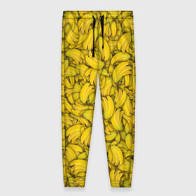 Женские брюки 3D с принтом Бананы в Екатеринбурге, полиэстер 100% | прямой крой, два кармана без застежек по бокам, с мягкой трикотажной резинкой на поясе и по низу штанин. В поясе для дополнительного комфорта — широкие завязки | banana | vegan | банан | веган | желтый | паттерн | текстура | фрукт