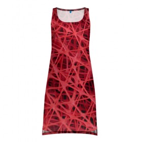 Платье-майка 3D с принтом Сетка в Екатеринбурге, 100% полиэстер | полуприлегающий силуэт, широкие бретели, круглый вырез горловины, удлиненный подол сзади. | красный | модные | пластик | сети | сетка | текстура | цвет