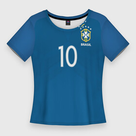 Женская футболка 3D Slim с принтом Нэймар Форма Гостевая 17 18 в Екатеринбурге,  |  | brazil | jr | neymar | paris saint garmain | psg | world cup | бразилия | неймар | нэймар | по футболу | сборная бразилии | футбольная форма | чемпионат мира
