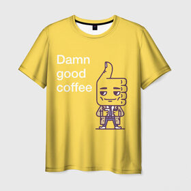 Мужская футболка 3D с принтом Чертовски хороший кофе в Екатеринбурге, 100% полиэфир | прямой крой, круглый вырез горловины, длина до линии бедер | fbi | fагент купер | twin peaks | лайк | лойс | луцк | палец вверх | смайлик | твин пикс | человечек