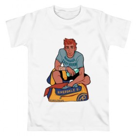 Мужская футболка хлопок с принтом Riverdale в Екатеринбурге, 100% хлопок | прямой крой, круглый вырез горловины, длина до линии бедер, слегка спущенное плечо. | Тематика изображения на принте: riverdale | ривердейл | ривердэйл
