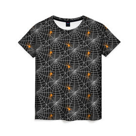 Женская футболка 3D с принтом Паутина в Екатеринбурге, 100% полиэфир ( синтетическое хлопкоподобное полотно) | прямой крой, круглый вырез горловины, длина до линии бедер | gothic | halloween | spider | паук | паутина | хэллоуин