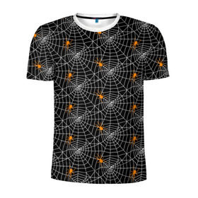 Мужская футболка 3D спортивная с принтом Паутина в Екатеринбурге, 100% полиэстер с улучшенными характеристиками | приталенный силуэт, круглая горловина, широкие плечи, сужается к линии бедра | gothic | halloween | spider | паук | паутина | хэллоуин
