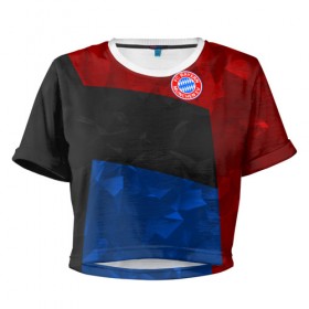 Женская футболка 3D укороченная с принтом FC Bayern 2018 Abstract colors в Екатеринбурге, 100% полиэстер | круглая горловина, длина футболки до линии талии, рукава с отворотами | bayern | fc | абстракция | бавария | геометрия | спорт | футбольный клуб