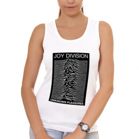 Женская майка хлопок с принтом Joy Division в Екатеринбурге, 95% хлопок, 5% эластан |  | postpunk | unknown pleasures | бернард самнер | британская рок группа | джой дивижн | иэн кёртис | неизвестные удовольствия | питер хук | постпанк | стивен моррис