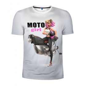 Мужская футболка 3D спортивная с принтом Moto Girl в Екатеринбурге, 100% полиэстер с улучшенными характеристиками | приталенный силуэт, круглая горловина, широкие плечи, сужается к линии бедра | girl | moto | motorcycle | аниме | байк | байкер | девушка | мото | мотоцикл