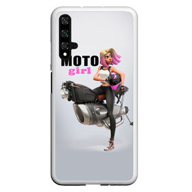 Чехол для Honor 20 с принтом Moto Girl в Екатеринбурге, Силикон | Область печати: задняя сторона чехла, без боковых панелей | girl | moto | motorcycle | аниме | байк | байкер | девушка | мото | мотоцикл