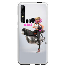 Чехол для Honor P Smart Z с принтом Moto Girl в Екатеринбурге, Силикон | Область печати: задняя сторона чехла, без боковых панелей | girl | moto | motorcycle | аниме | байк | байкер | девушка | мото | мотоцикл