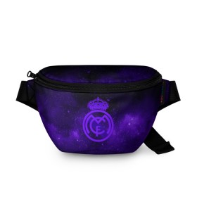 Поясная сумка 3D с принтом FC Real Madrid(SPACE STYLE) в Екатеринбурге, 100% полиэстер | плотная ткань, ремень с регулируемой длиной, внутри несколько карманов для мелочей, основное отделение и карман с обратной стороны сумки застегиваются на молнию | real madrid | футбол | футбольный клуб | чемпионат