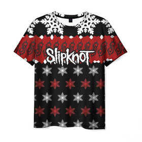 Мужская футболка 3D с принтом Праздничный Slipknot в Екатеринбурге, 100% полиэфир | прямой крой, круглый вырез горловины, длина до линии бедер | Тематика изображения на принте: slipknot | альтернативный метал | андерс | грув метал | колсефни | кори | красный | метал | музыка | новогодний | новый год | ню метал | рождество | рок | слипкнот | снежинки | тейлор
