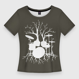 Женская футболка 3D Slim с принтом Drums в Екатеринбурге,  |  | барабанщик | барабаны | драммер | ударные