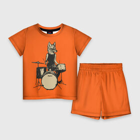 Детский костюм с шортами 3D с принтом Drums в Екатеринбурге,  |  | барабанщик | барабаны | драммер | ударные