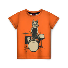 Детская футболка 3D с принтом Drums в Екатеринбурге, 100% гипоаллергенный полиэфир | прямой крой, круглый вырез горловины, длина до линии бедер, чуть спущенное плечо, ткань немного тянется | барабанщик | барабаны | драммер | ударные