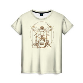 Женская футболка 3D с принтом Drums в Екатеринбурге, 100% полиэфир ( синтетическое хлопкоподобное полотно) | прямой крой, круглый вырез горловины, длина до линии бедер | барабанщик | барабаны | драммер | ударные