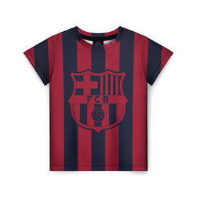 Детская футболка 3D с принтом Barselona 18 в Екатеринбурге, 100% гипоаллергенный полиэфир | прямой крой, круглый вырез горловины, длина до линии бедер, чуть спущенное плечо, ткань немного тянется | barselona | champions | league | lionel | messi | spain | барселона | испания | месси