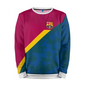 Мужской свитшот 3D с принтом FC Barcelona 2018 Sport camo в Екатеринбурге, 100% полиэстер с мягким внутренним слоем | круглый вырез горловины, мягкая резинка на манжетах и поясе, свободная посадка по фигуре | Тематика изображения на принте: 