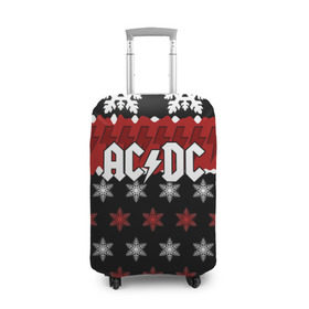 Чехол для чемодана 3D с принтом Праздничный AC/DC в Екатеринбурге, 86% полиэфир, 14% спандекс | двустороннее нанесение принта, прорези для ручек и колес | ac dc | acdc | for those about to ro | австралийская | ангус янг | блюз рок | головы | группа | знак | красный | крис слэйд | музыканты | надпись | новогодний | новый год | певцы | праздник | рождество | рок | рок н ролл