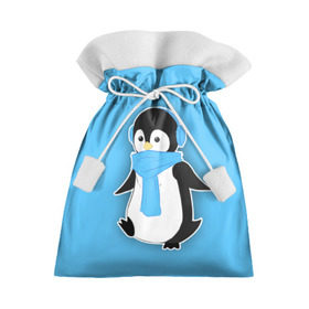 Подарочный 3D мешок с принтом Penguin blue в Екатеринбурге, 100% полиэстер | Размер: 29*39 см | blue | cartoon | penguin | милый | мультик | мультфильм | пингвин | рисунок