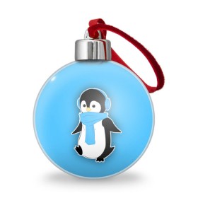 Ёлочный шар с принтом Penguin blue в Екатеринбурге, Пластик | Диаметр: 77 мм | blue | cartoon | penguin | милый | мультик | мультфильм | пингвин | рисунок