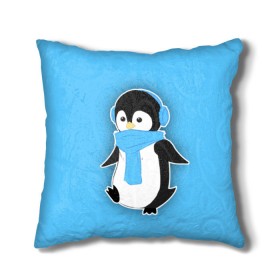 Подушка 3D с принтом Penguin blue в Екатеринбурге, наволочка – 100% полиэстер, наполнитель – холлофайбер (легкий наполнитель, не вызывает аллергию). | состоит из подушки и наволочки. Наволочка на молнии, легко снимается для стирки | Тематика изображения на принте: blue | cartoon | penguin | милый | мультик | мультфильм | пингвин | рисунок