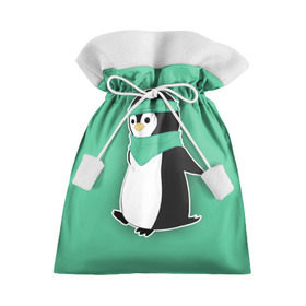 Подарочный 3D мешок с принтом Penguin green в Екатеринбурге, 100% полиэстер | Размер: 29*39 см | cartoon | green | penguin | зеленый | милый | мультик | мультфильм | пингвин | рисунок