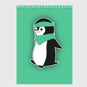 Скетчбук с принтом Penguin green в Екатеринбурге, 100% бумага
 | 48 листов, плотность листов — 100 г/м2, плотность картонной обложки — 250 г/м2. Листы скреплены сверху удобной пружинной спиралью | Тематика изображения на принте: cartoon | green | penguin | зеленый | милый | мультик | мультфильм | пингвин | рисунок