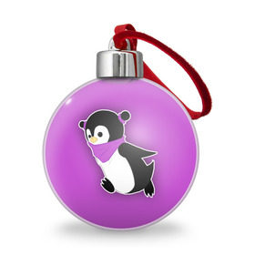 Ёлочный шар с принтом Penguin purple в Екатеринбурге, Пластик | Диаметр: 77 мм | cartoon | penguin | purple | милый | мультик | мультфильм | пингвин | рисунок | фиолетовый