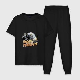 Мужская пижама хлопок с принтом Iron Maiden в Екатеринбурге, 100% хлопок | брюки и футболка прямого кроя, без карманов, на брюках мягкая резинка на поясе и по низу штанин
 | 